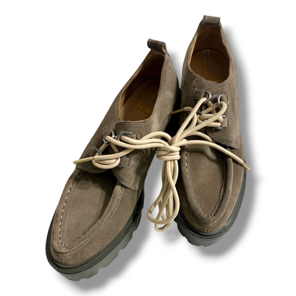 NWOB SAM EDELMAN Monna Lace up Lug Sole Loafer in desert olive, sz 7 - Picture 3 of 15